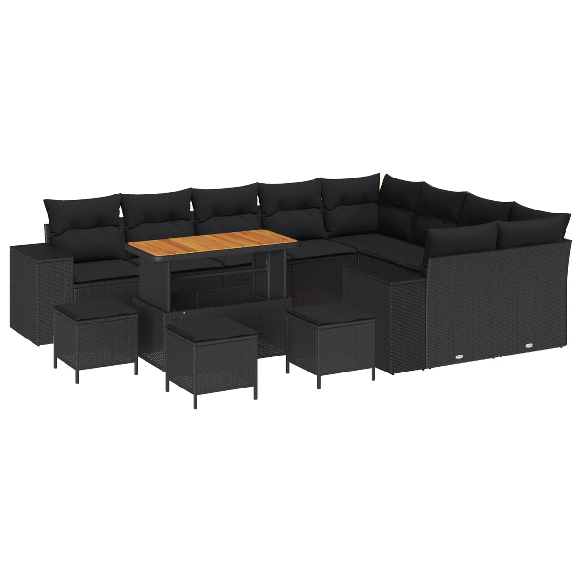Havesofa Sæt 13 stk. 9-Antal sæder Sort polyrattan