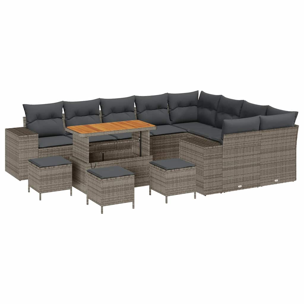 Havesofa Sæt 13 stk. 9-Antal sæder Grå polyrattan