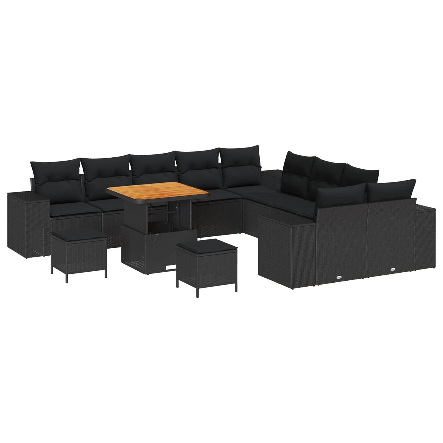 Havesofa Sæt 13 stk. Sort polyrattan