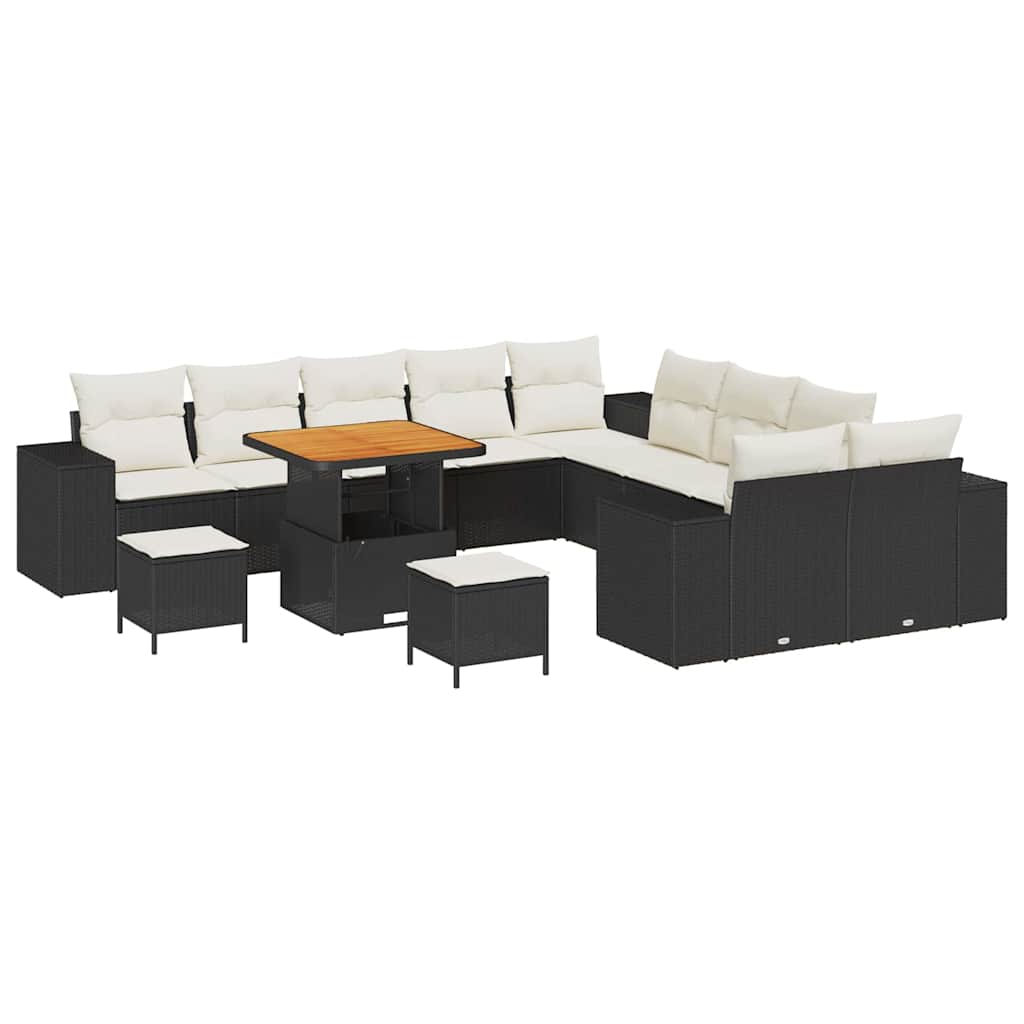 Havesofa Sæt 13 stk. Sort og Cream polyrattan