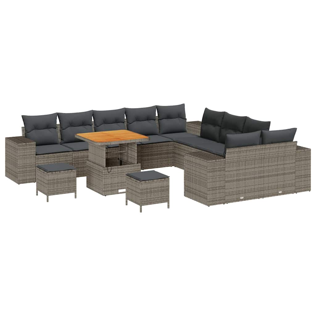 Havesofa Sæt 13 stk. Grå polyrattan