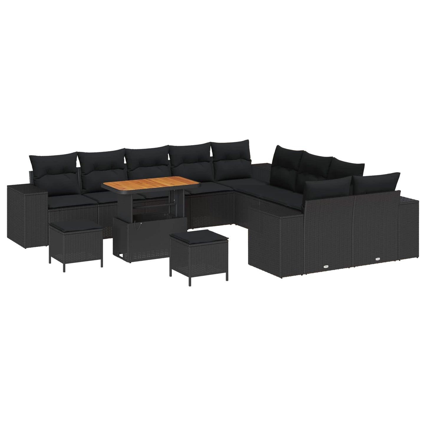 Havesofa Sæt 13 stk. Sort polyrattan