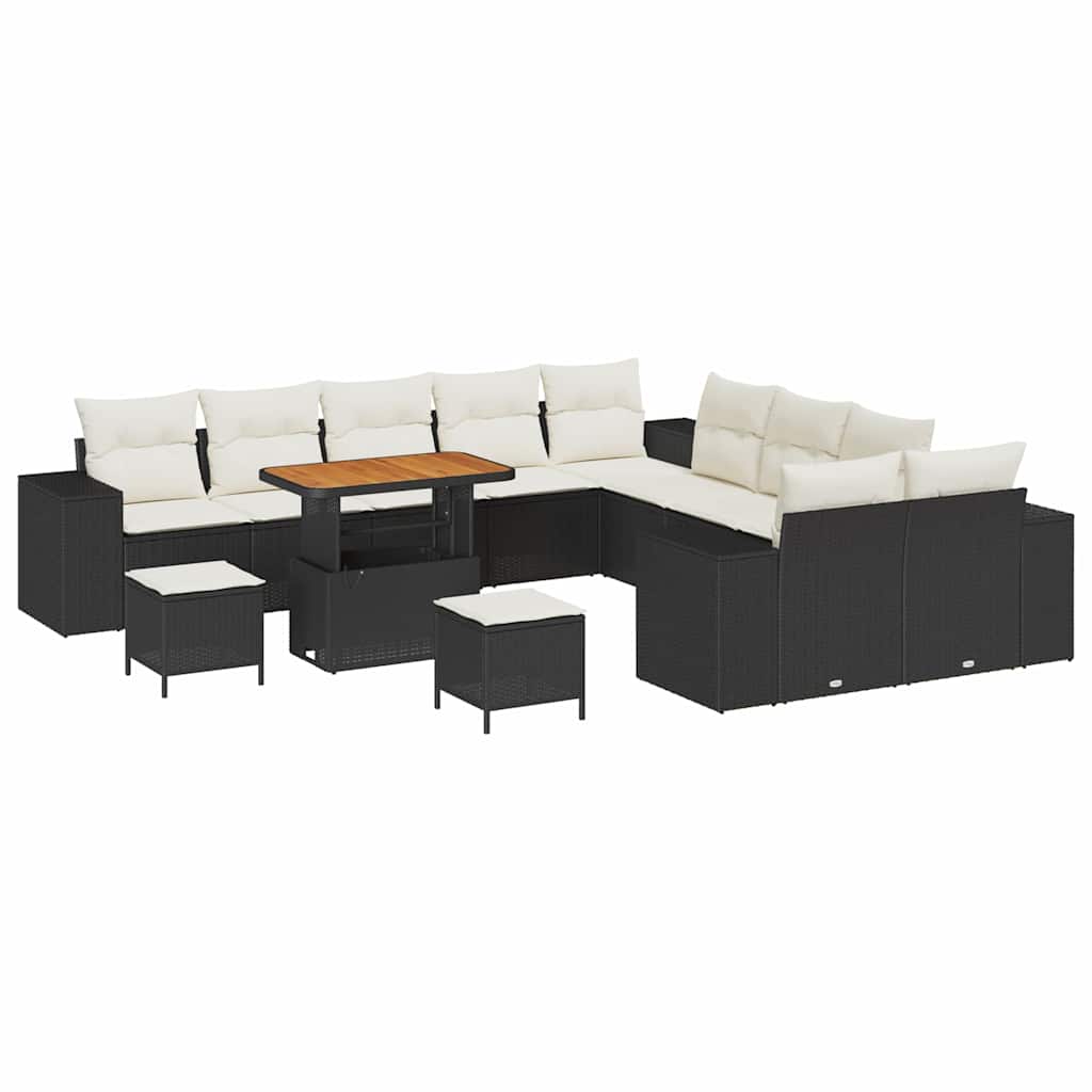 Havesofa Sæt 13 stk. Sort og Cream polyrattan