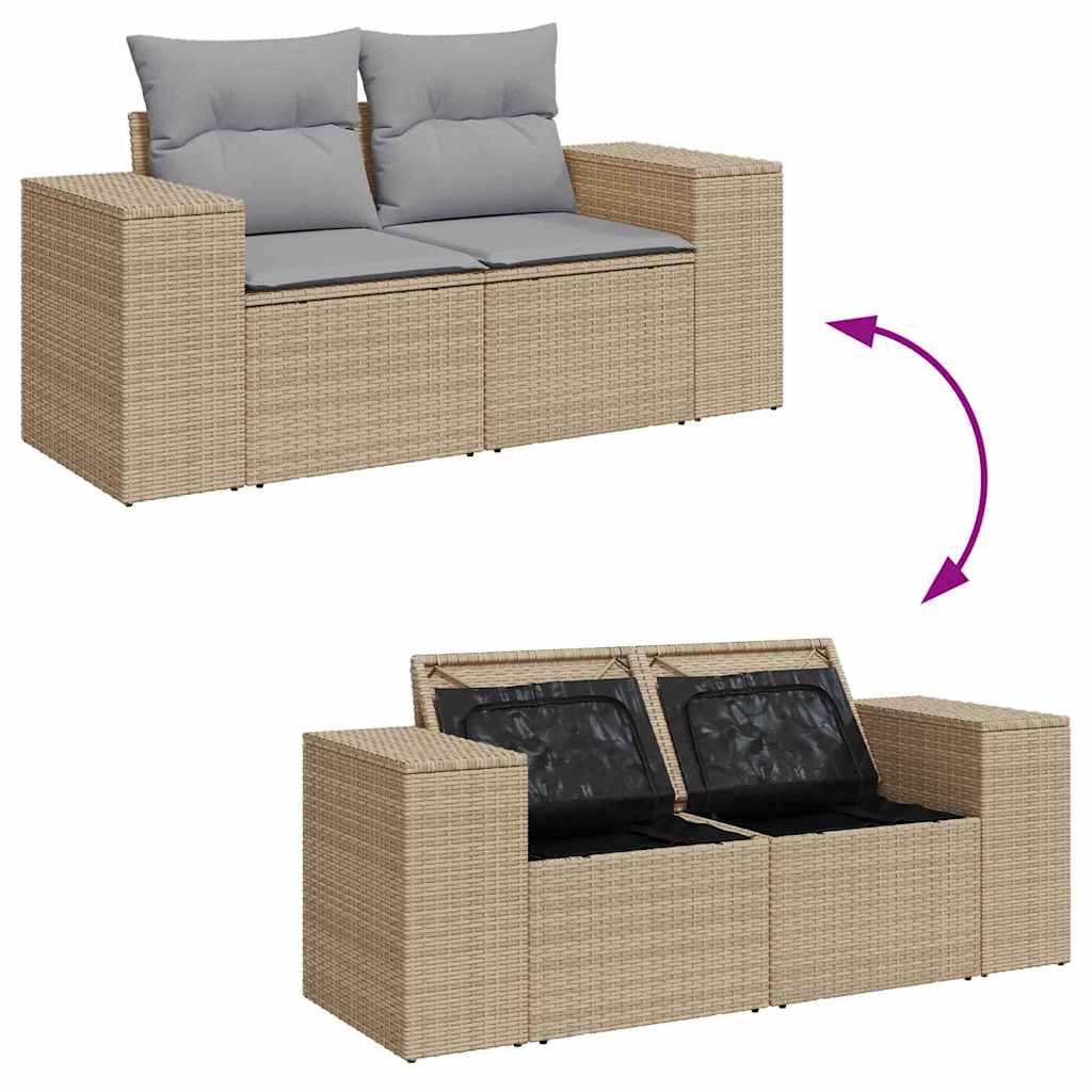 Havesofa Sæt 13 stk. Beige og lys grå polyrattan