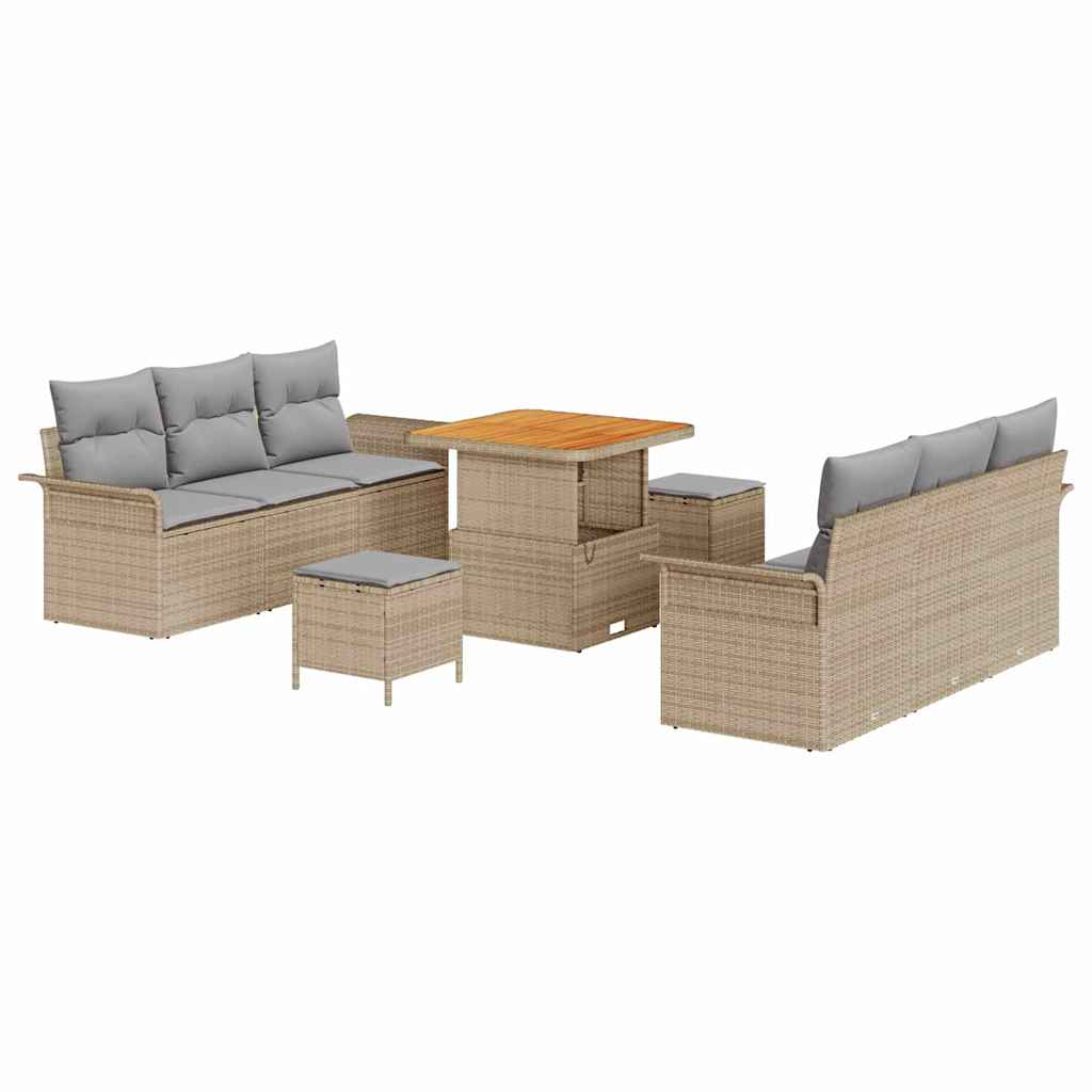 Havesofa Sæt 9 stk. 8-Antal sæder Beige og lys grå