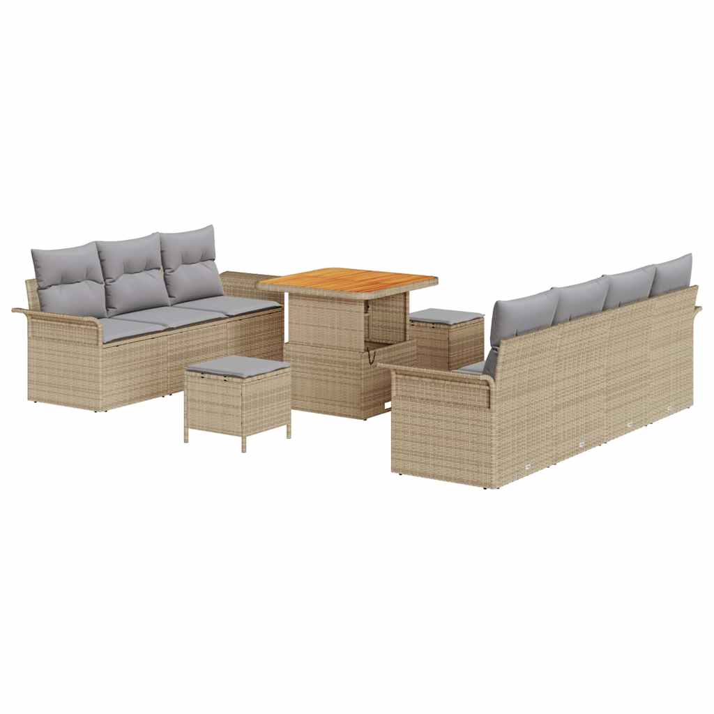 Havesofa Sæt 10 stk. 9-Antal sæder Beige og lys grå