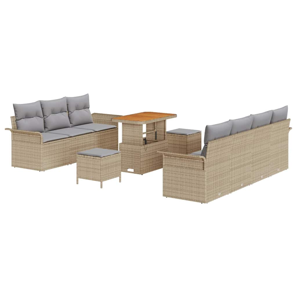 Havesofa Sæt 10 stk. 9-Antal sæder Beige og lys grå