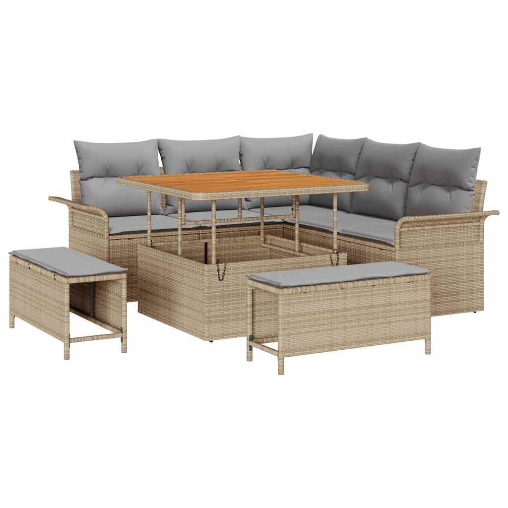 Havesofa Sæt 8 stk. 7-Antal sæder Beige og lys grå