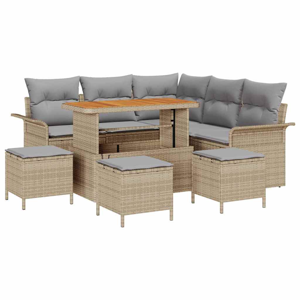 Havesofa Sæt 9 stk. 8-Antal sæder Beige og lys grå