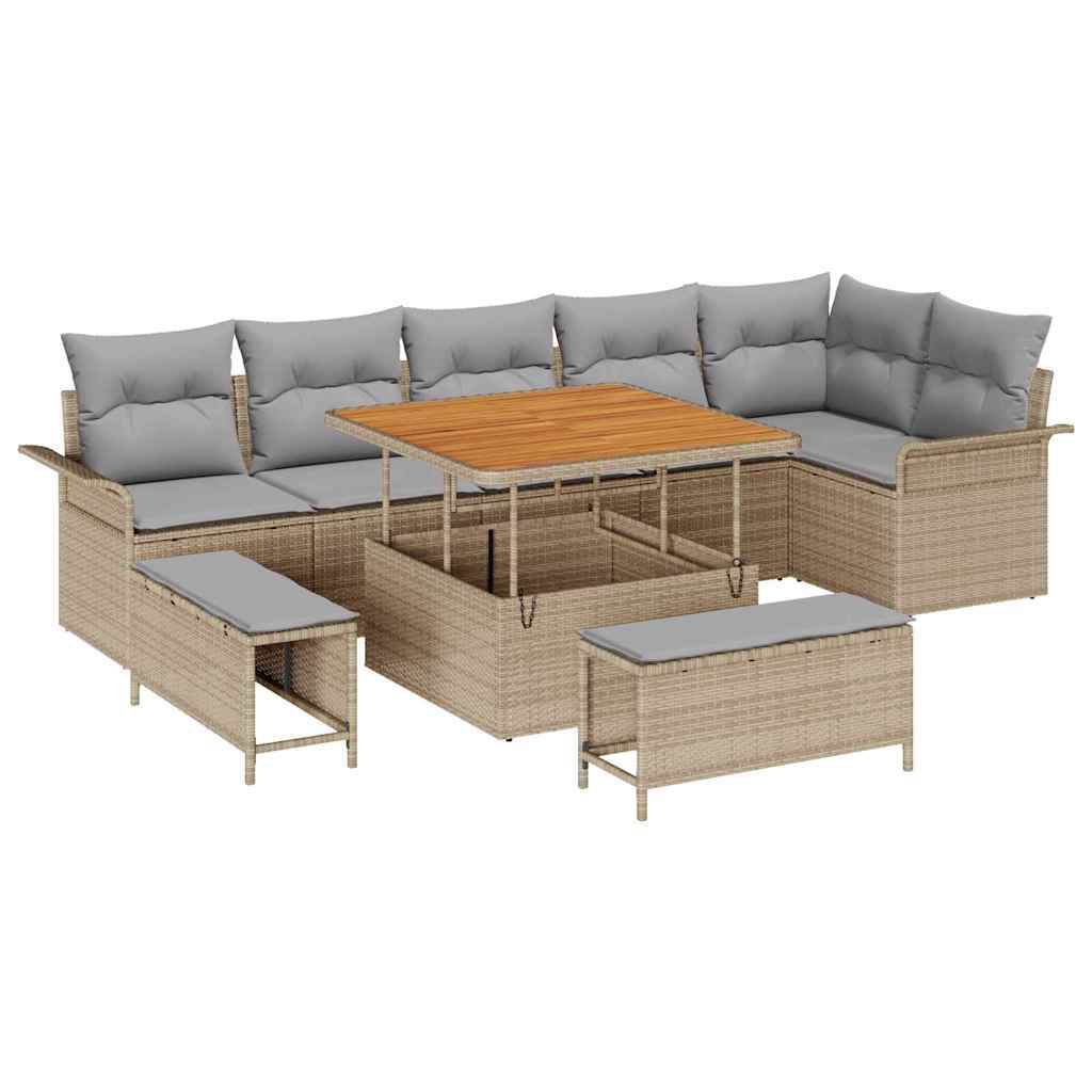 Havesofa Sæt 9 stk. 8-Antal sæder Beige og lys grå
