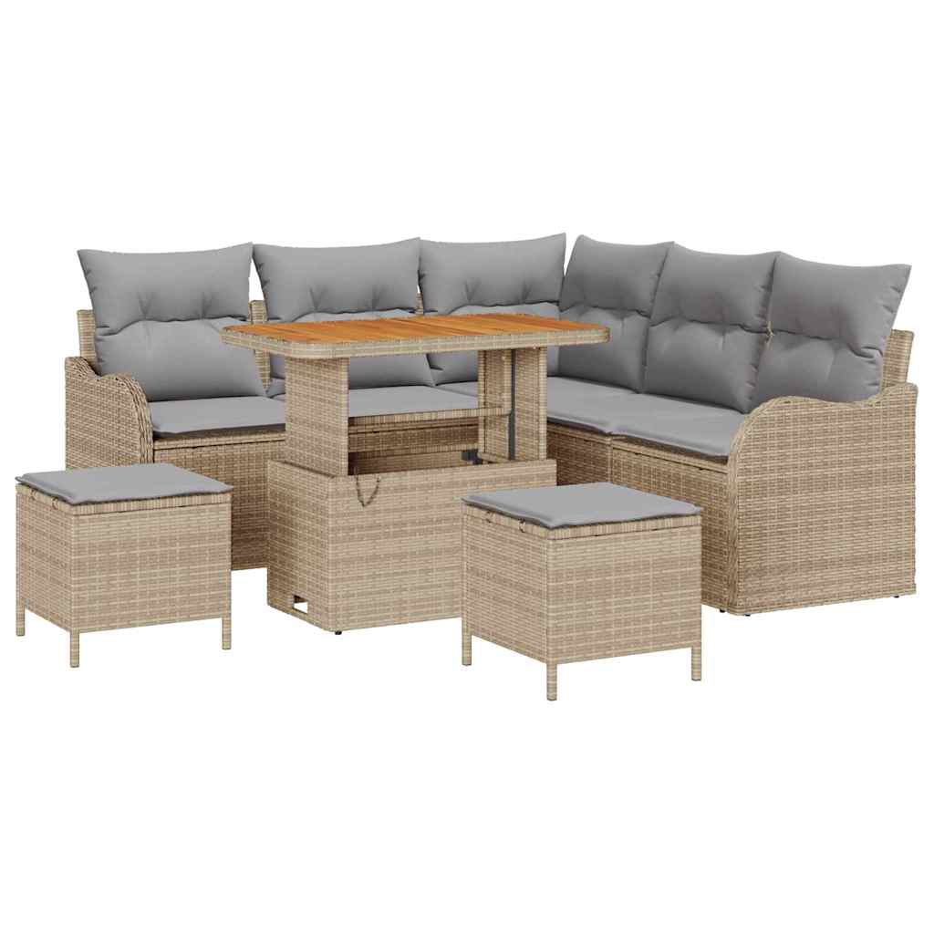 Havesofa Sæt 8 stk. 7-Antal sæder Beige og lys grå