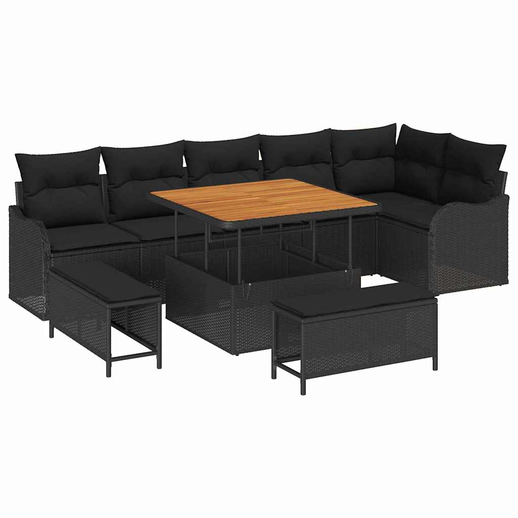 Havesofa Sæt 9 stk. 8-Antal sæder Sort