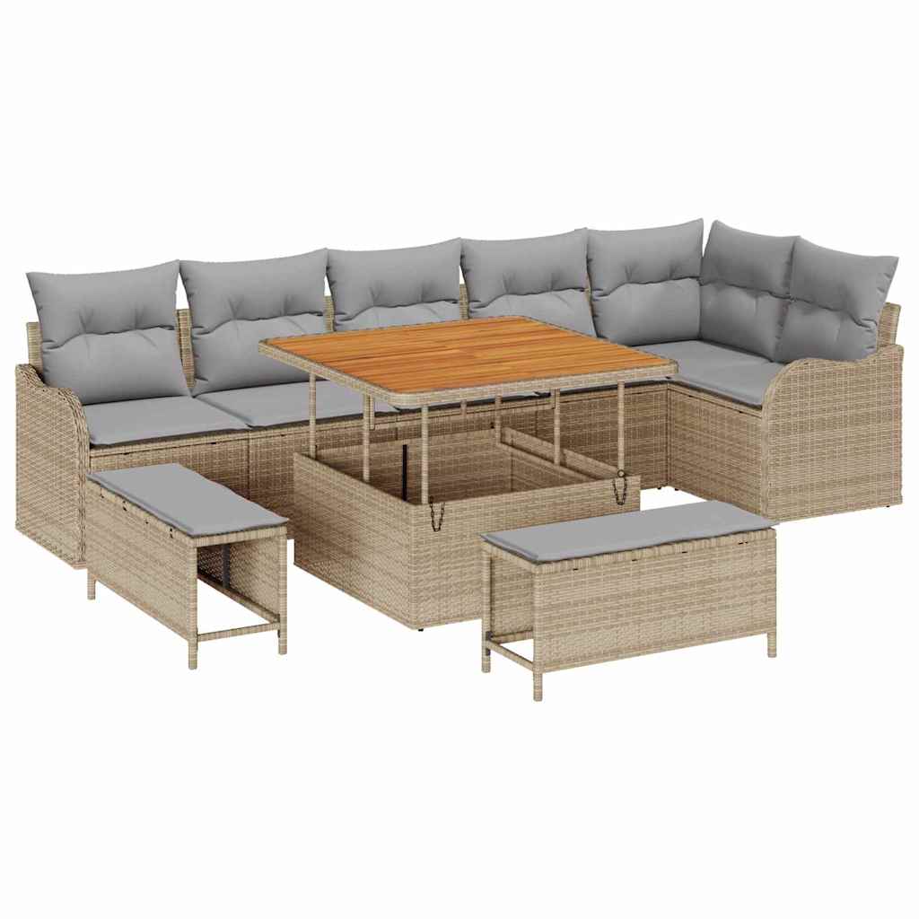 Havesofa Sæt 9 stk. 8-Antal sæder Beige og lys grå