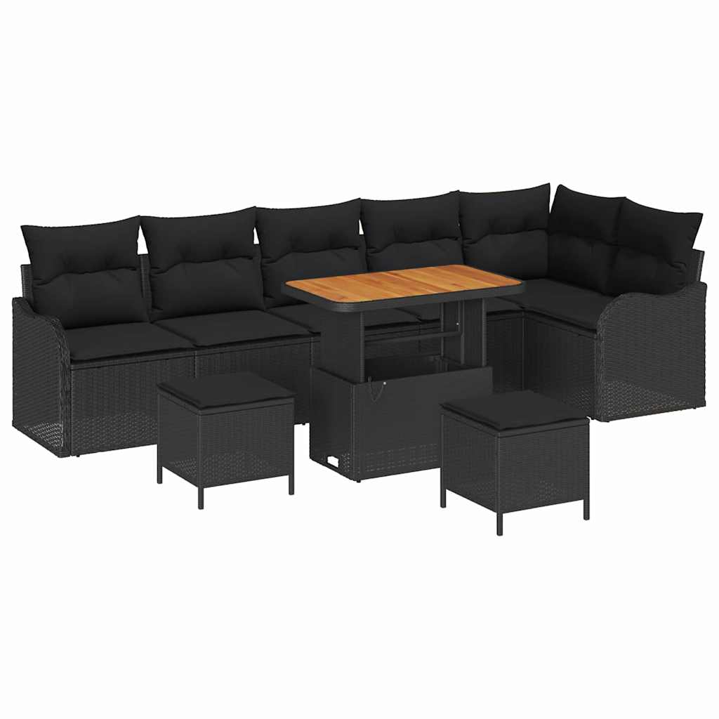 Havesofa Sæt 9 stk. 8-Antal sæder Sort