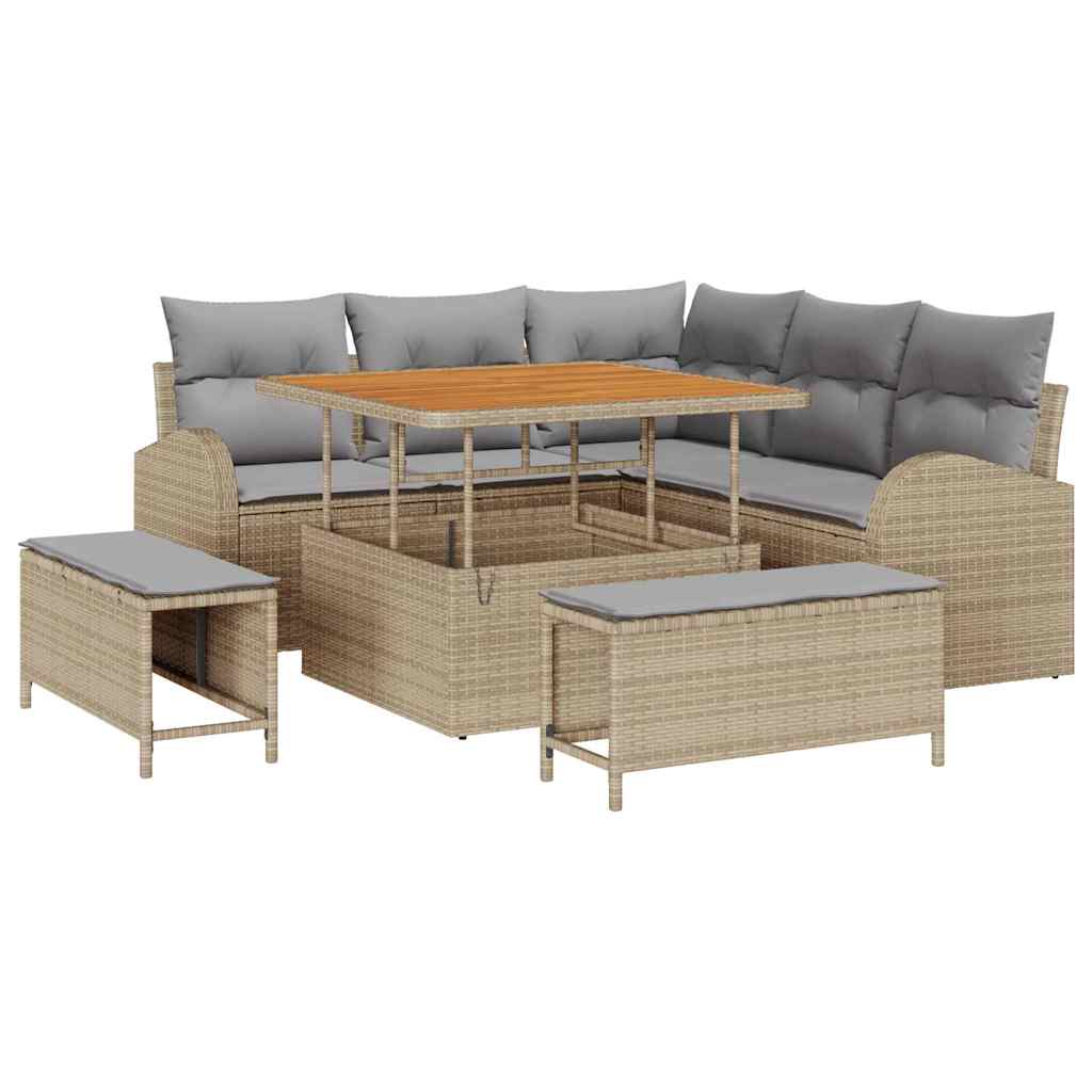 Havesofa Sæt 8 stk. 7-Antal sæder Beige og lys grå