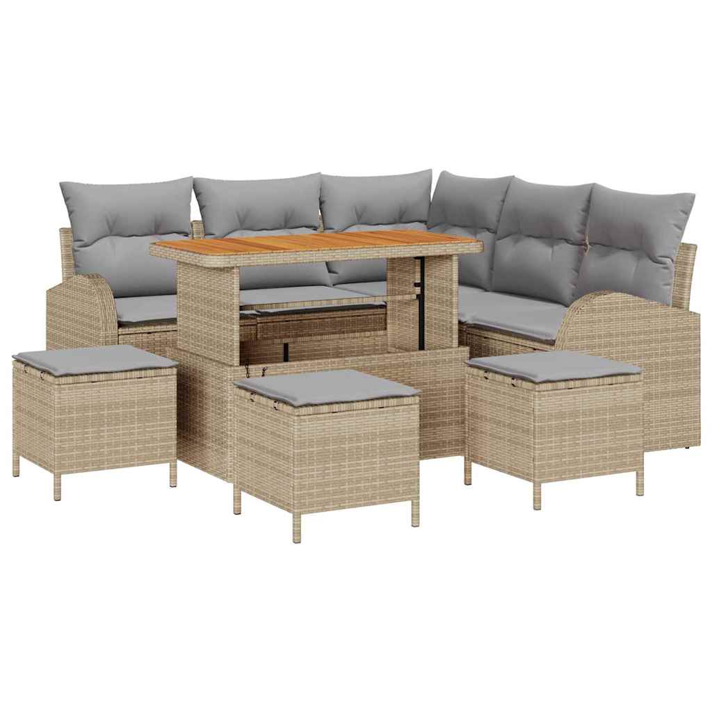 Havesofa Sæt 9 stk. 8-Antal sæder Beige og lys grå