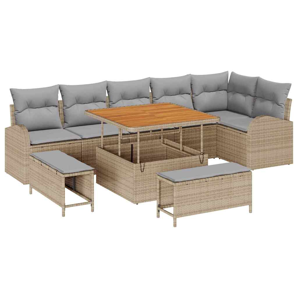 Havesofa Sæt 9 stk. 8-Antal sæder Beige og lys grå