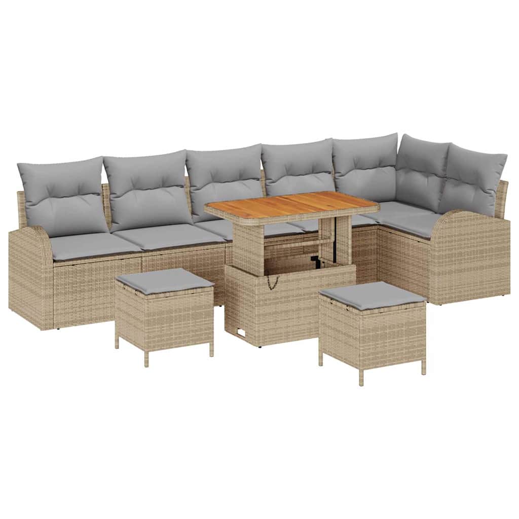 Havesofa Sæt 9 stk. 8-Antal sæder Beige og lys grå