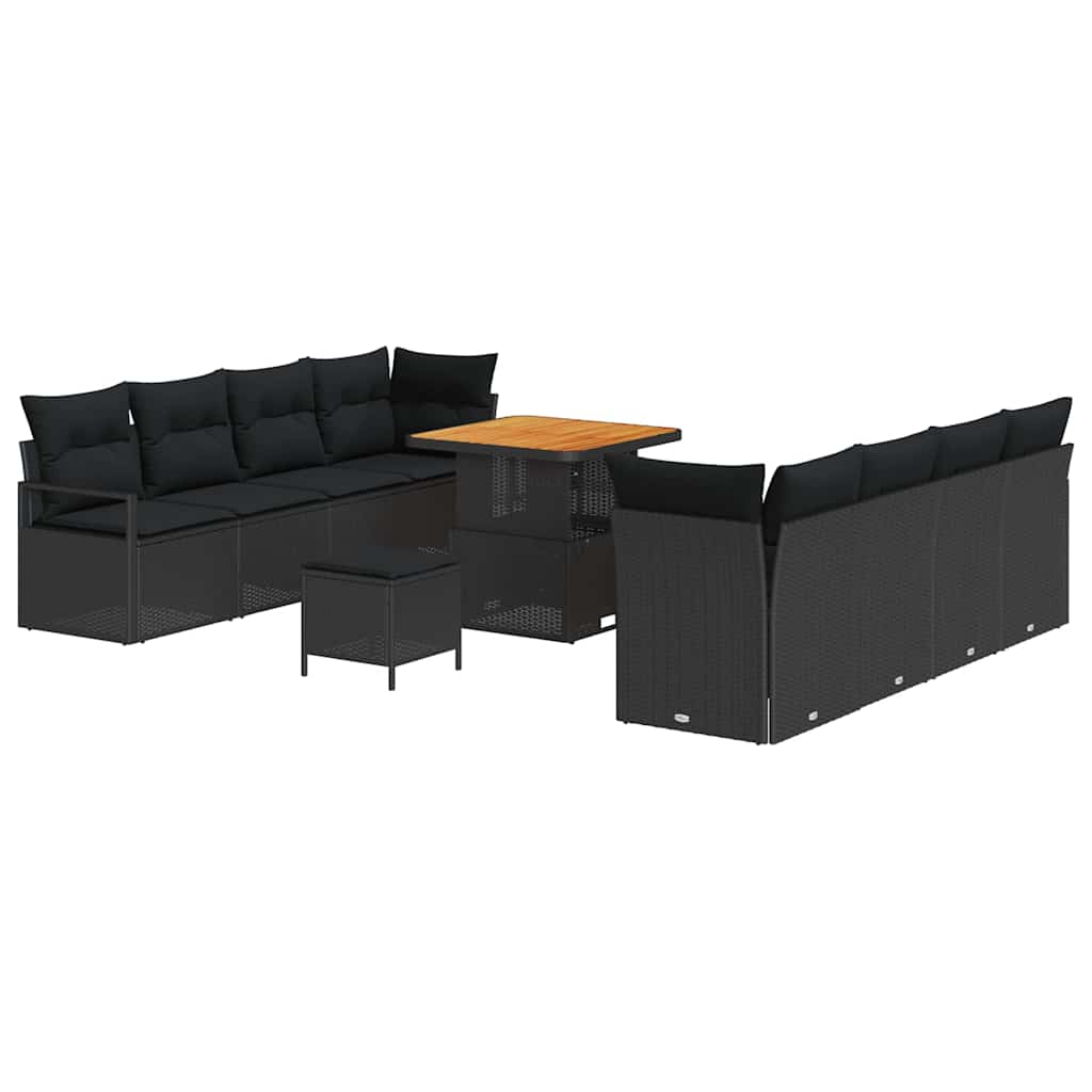 Havesofa Sæt med pude med opbevaring Sort 80 x 80 x 71 cm