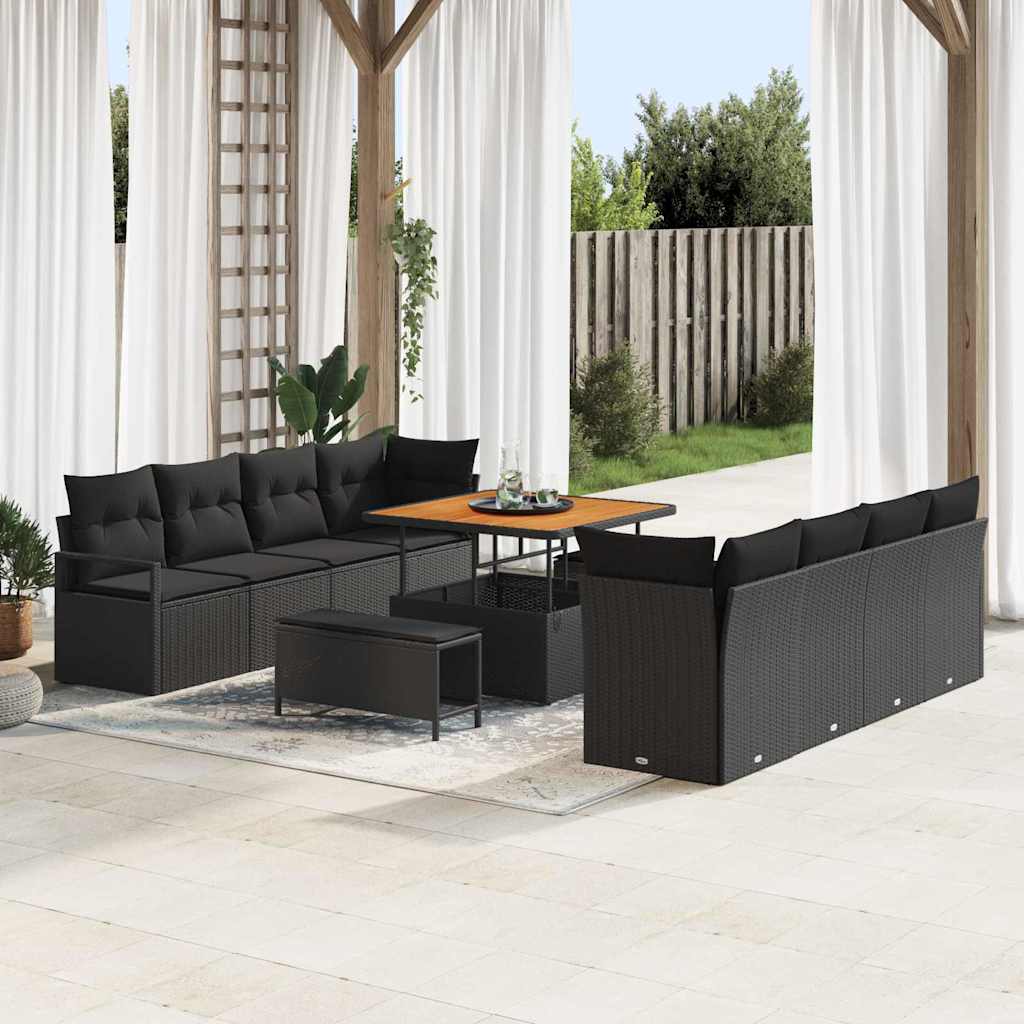 Havesofa Sæt med pude med opbevaring Sort 100 x 100 x 71 cm