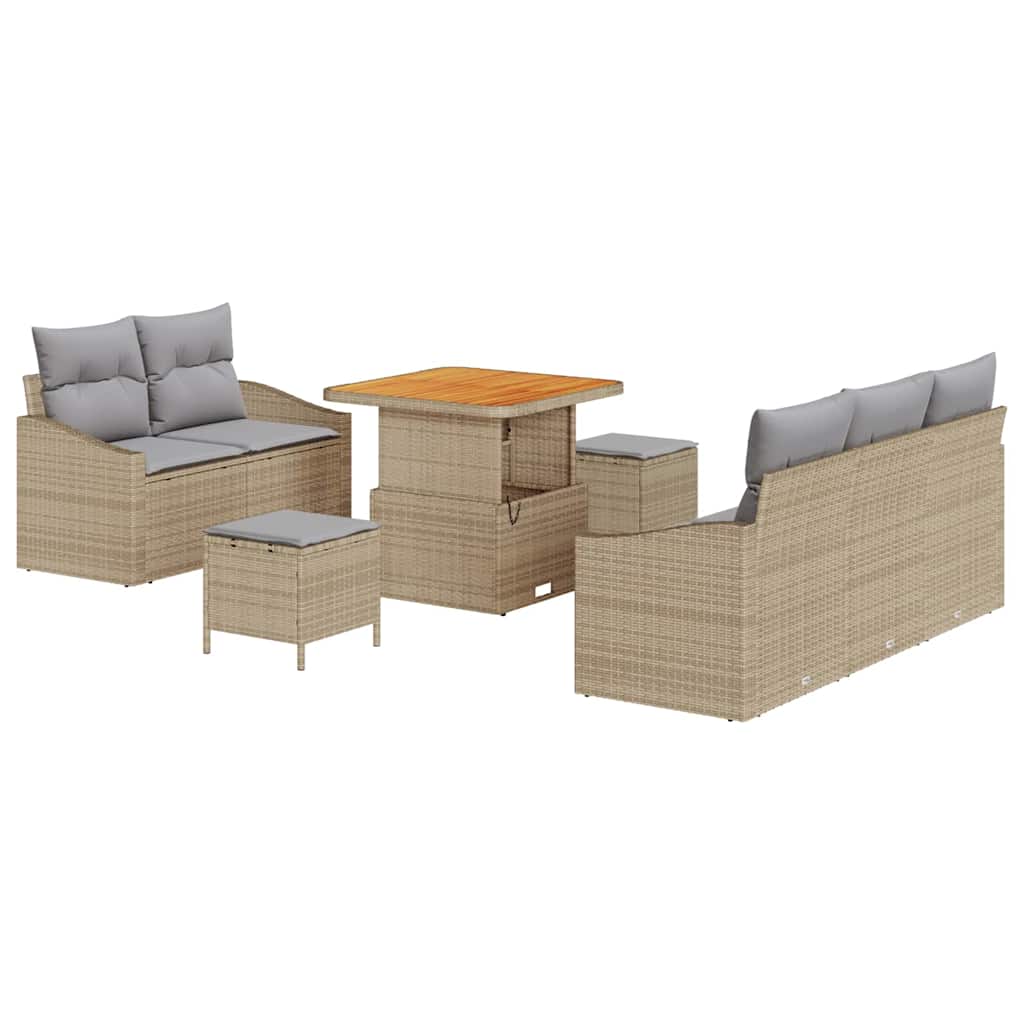 Havesofa Sæt 8 stk. 7-Antal sæder Beige og lys grå