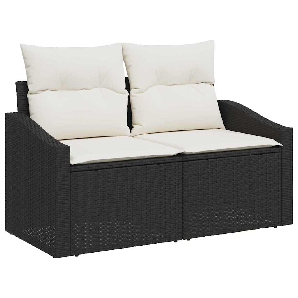 Havesofa Sæt 12 stk. 7-Antal sæder Sort Poly rattan