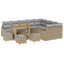 Havesofa Sæt 13 stk. 8-Antal sæder Beige Poly rattan