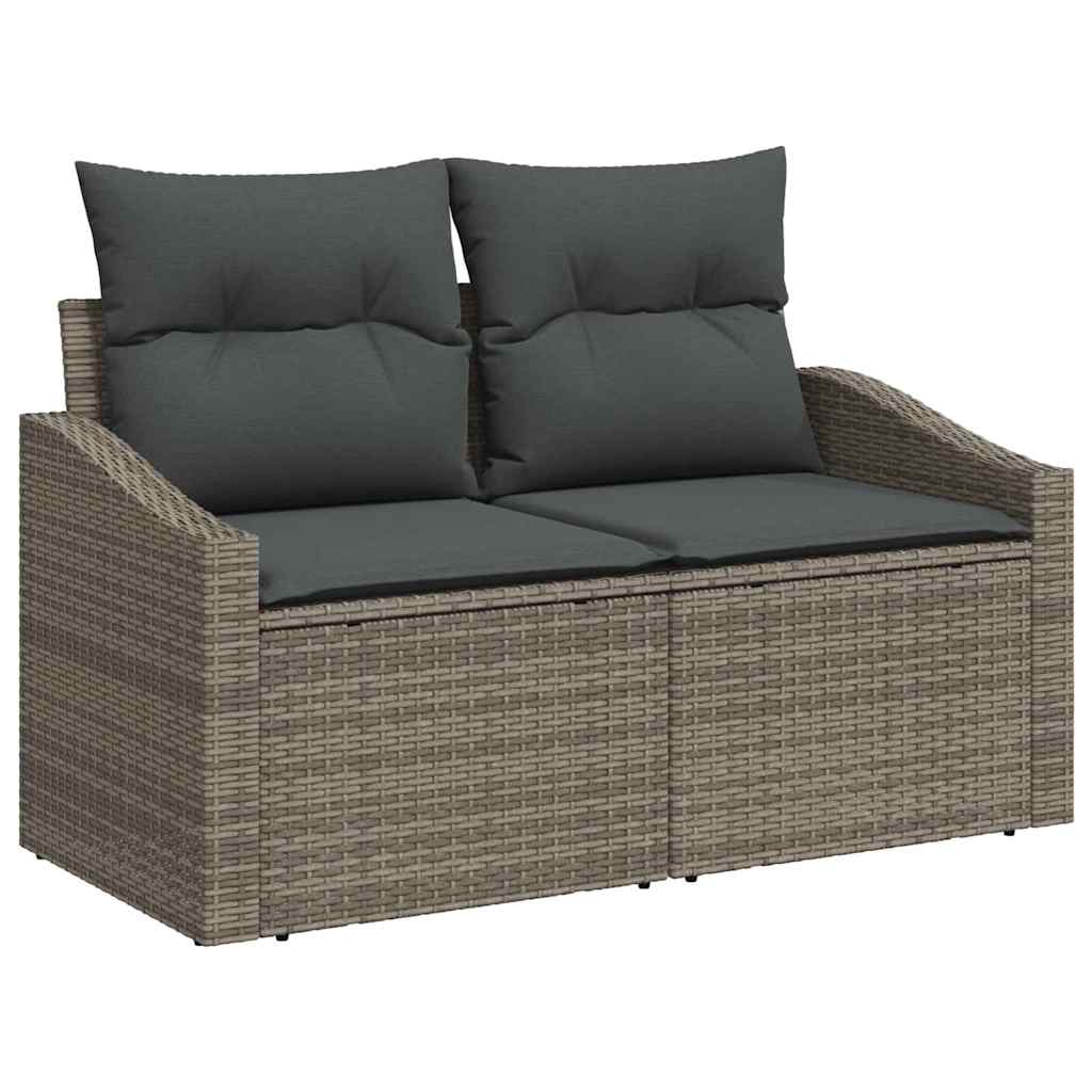 Havesofa Sæt med pude med opbevaring 13 pcs Grå Poly rattan