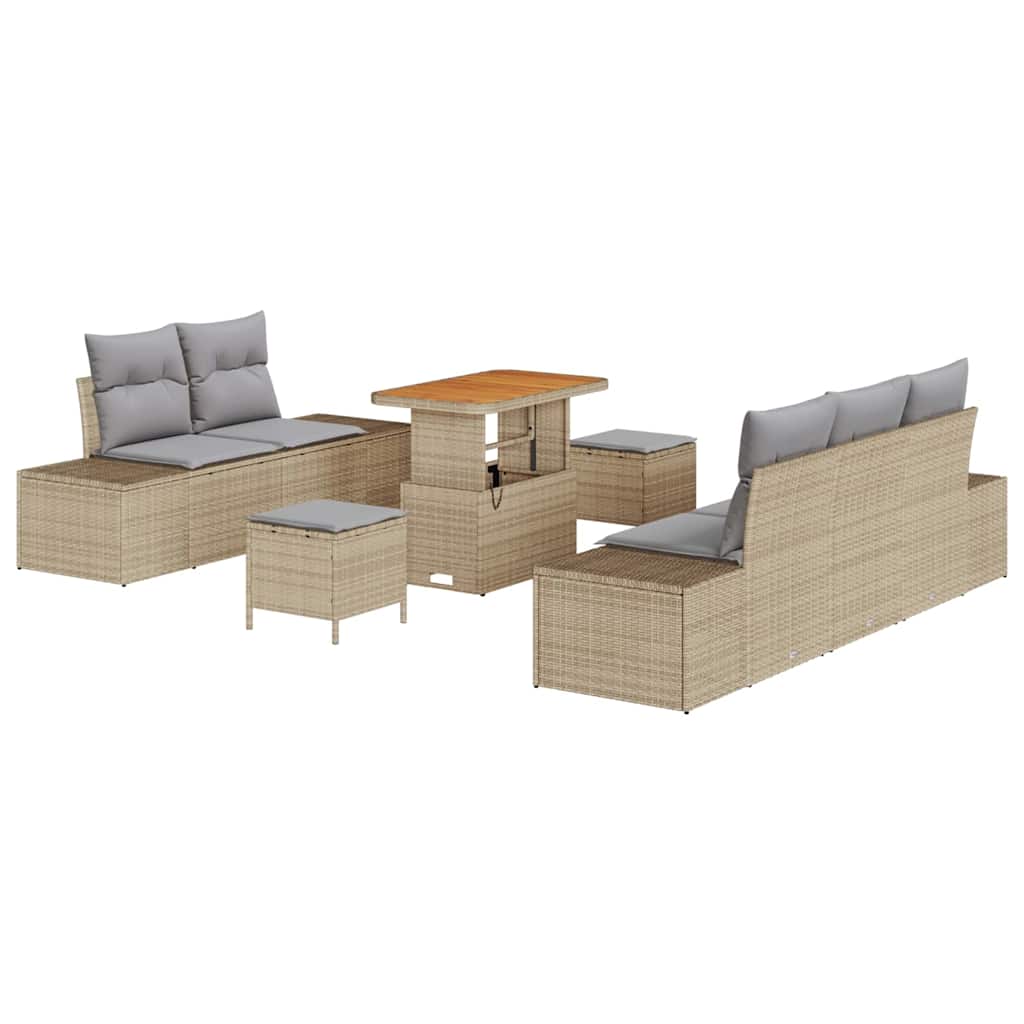 Havesofa Sæt 8 stk. 7-Antal sæder Beige Poly rattan
