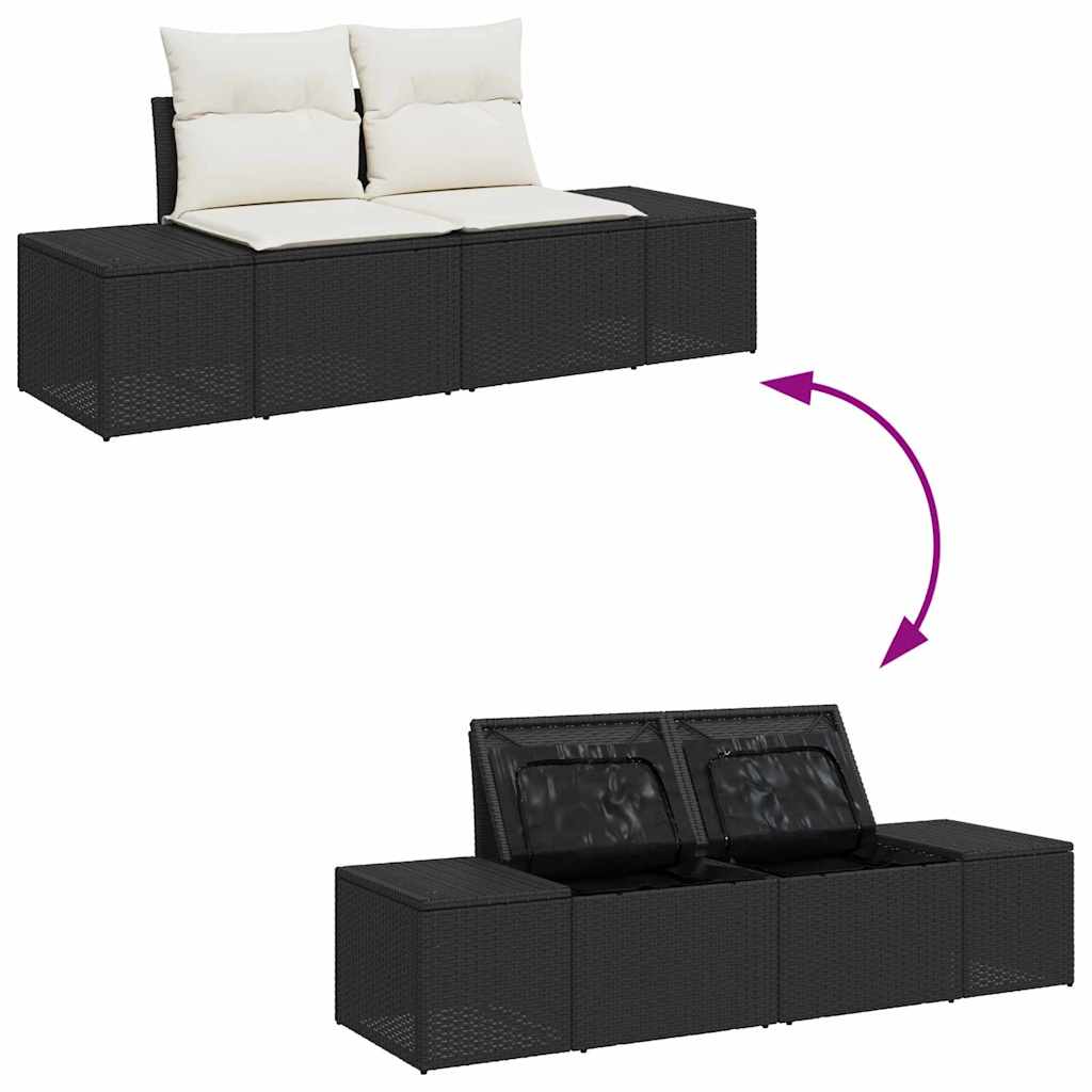 Havesofa Sæt 10 stk. 9-Antal sæder Sort Poly rattan