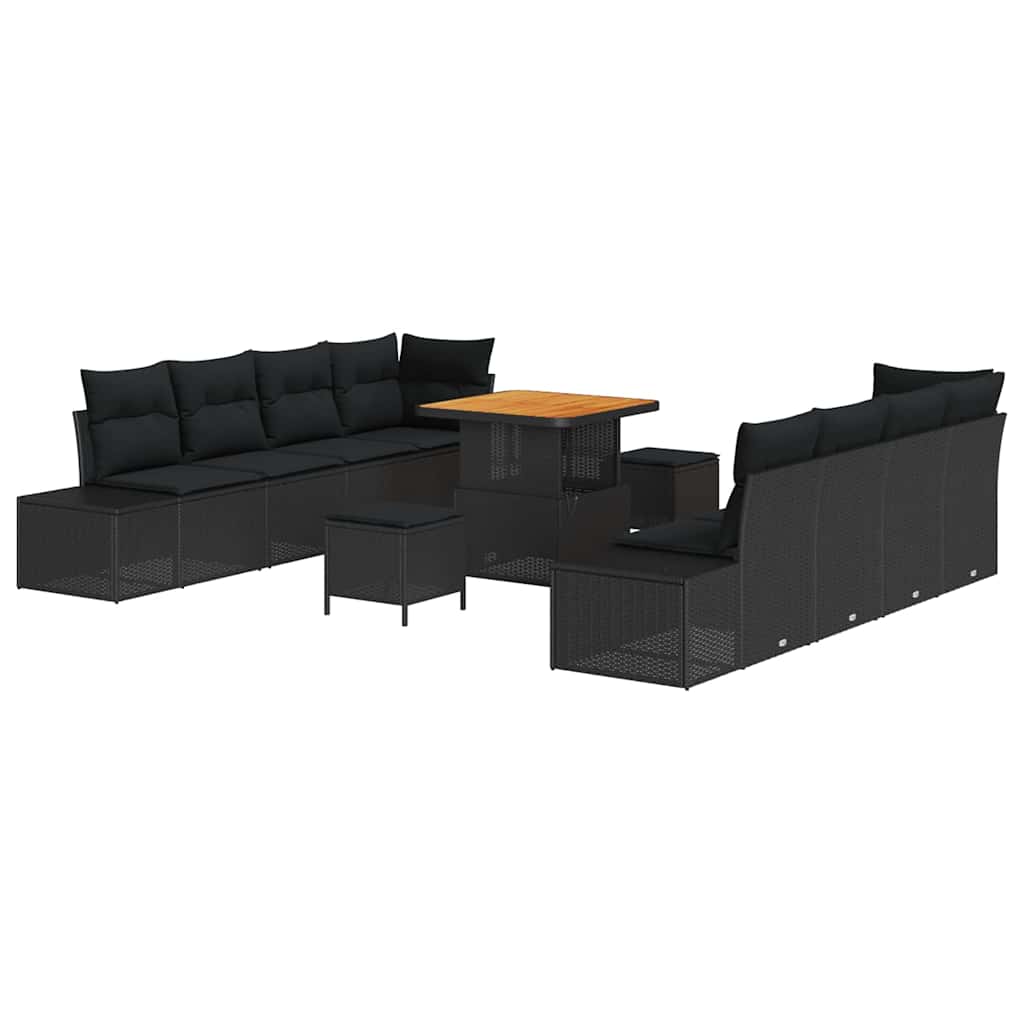 Havesofa Sæt Sort Poly rattan