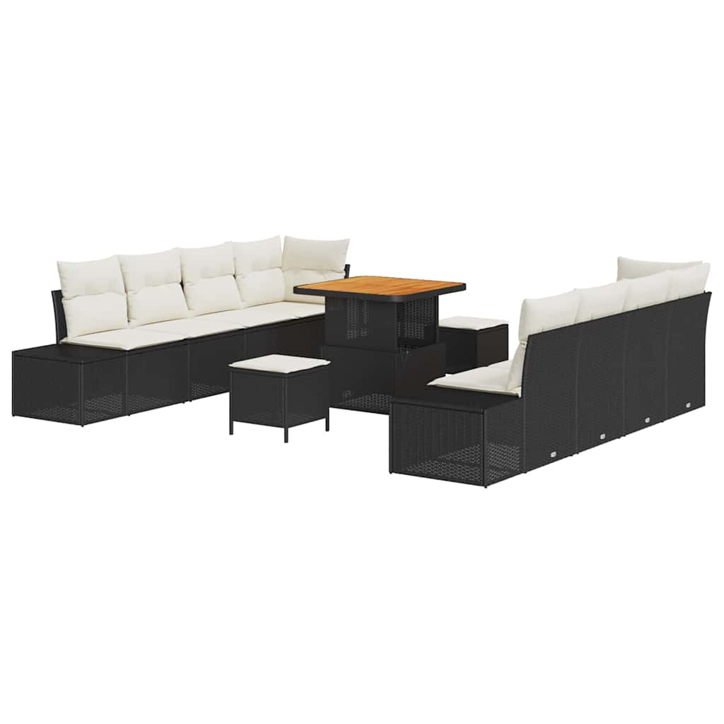 Havesofa Sæt Sort Poly rattan