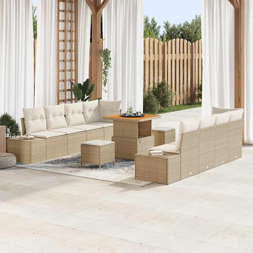 Havesofa Sæt Beige Poly rattan