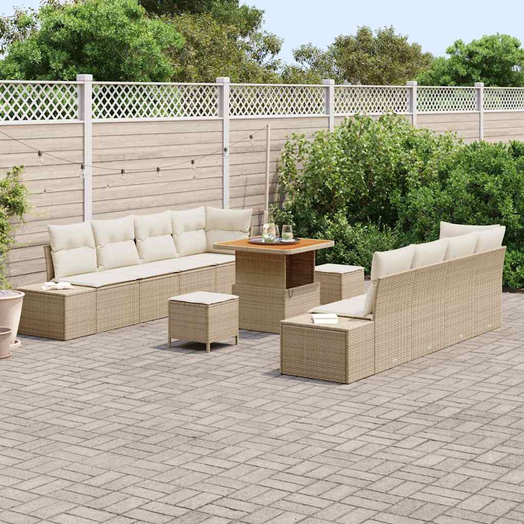 Havesofa Sæt Beige Poly rattan