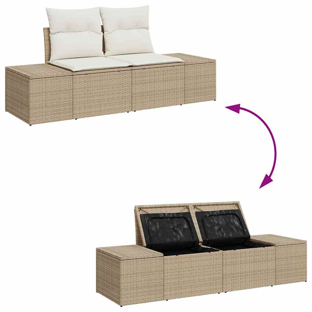 Havesofa Sæt Beige Poly rattan