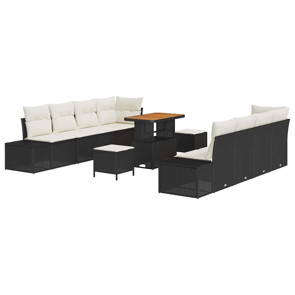 Havesofa Sæt Sort Poly rattan