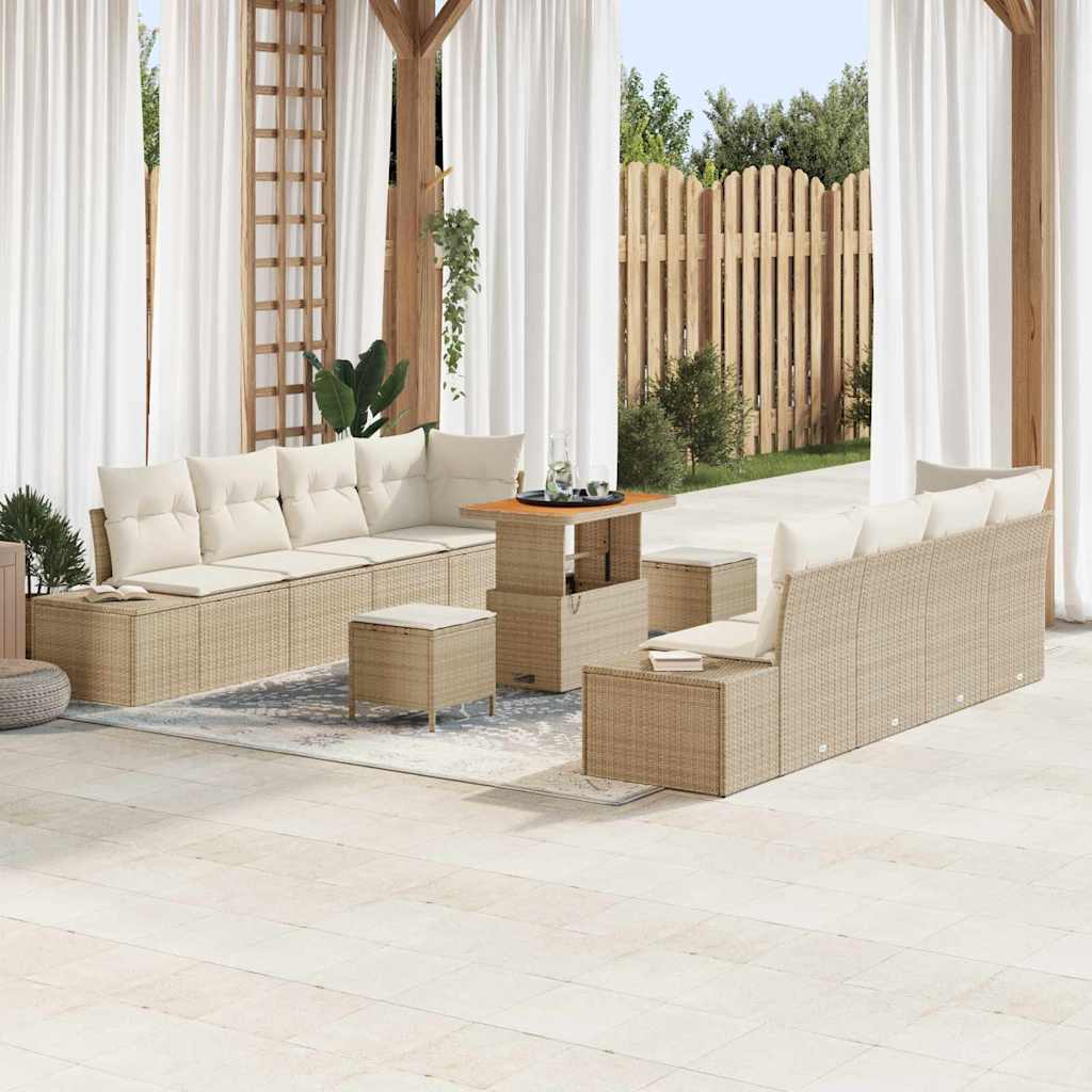 Havesofa Sæt Beige Poly rattan