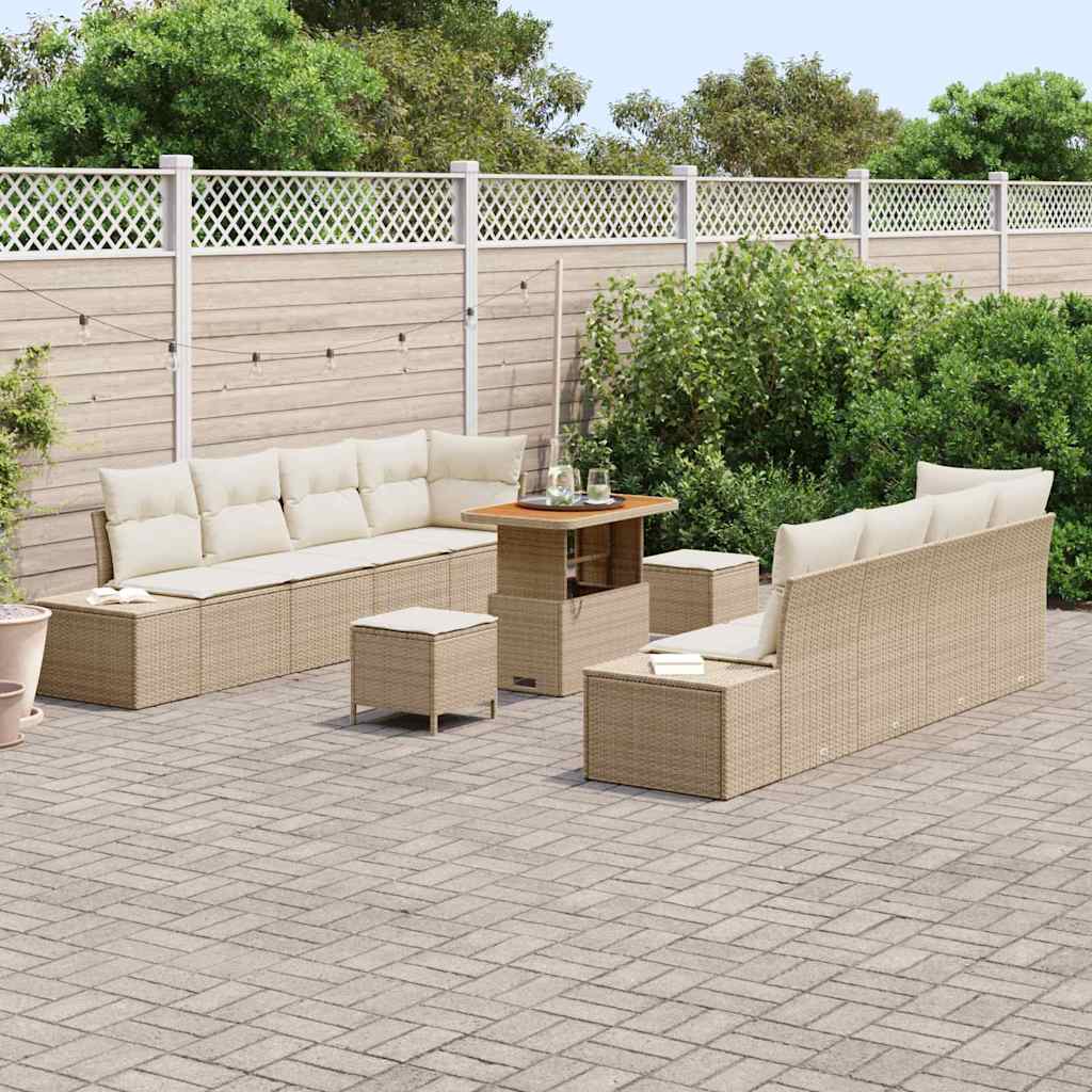 Havesofa Sæt Beige Poly rattan