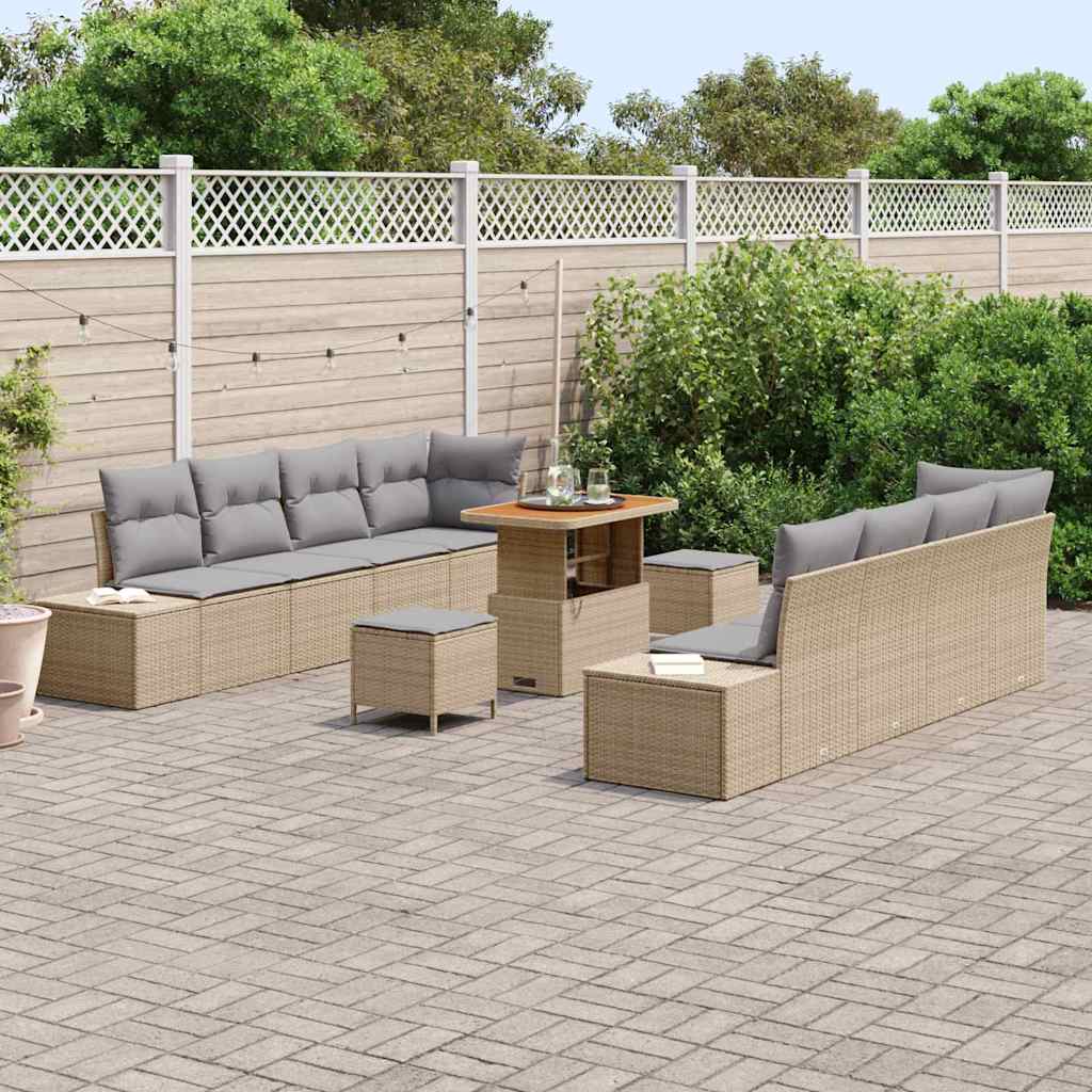 Havesofa Sæt Beige Poly rattan