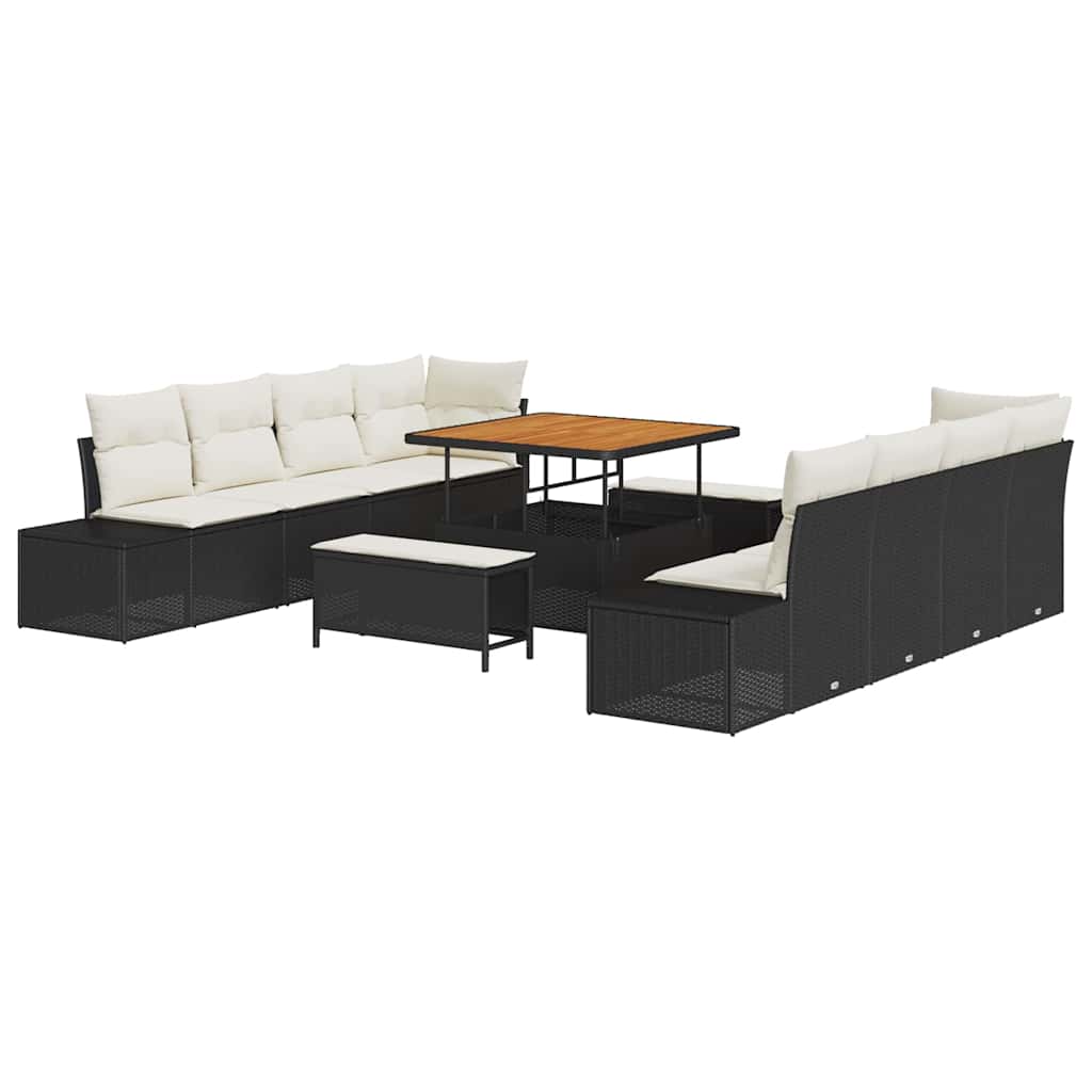 Havesofa Sæt Sort Poly rattan