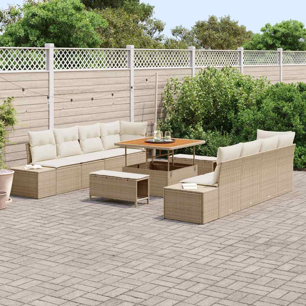 Havesofa Sæt Beige Poly rattan
