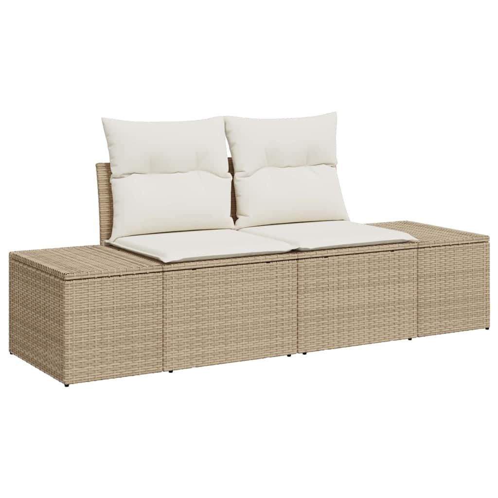 Havesofa Sæt Beige Poly rattan