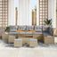 Havesofa Sæt 10 stk. 9-Antal sæder Beige Poly rattan