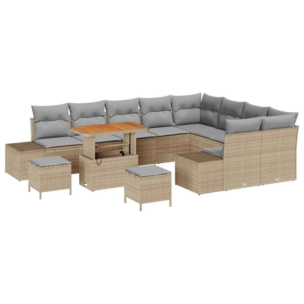 Havesofa Sæt 12 stk. 11-Antal sæder Beige Poly rattan