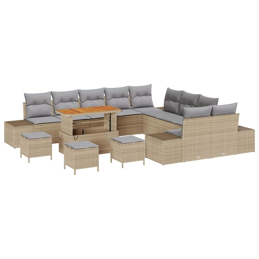 Havesofa Sæt 14 stk. 13-Antal sæder Beige Poly rattan