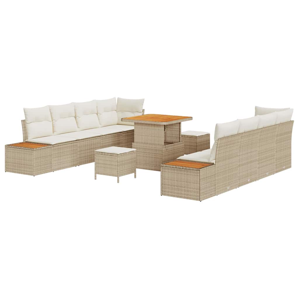 Havesofa Sæt 11 stk. 10-Antal sæder Beige Poly rattan