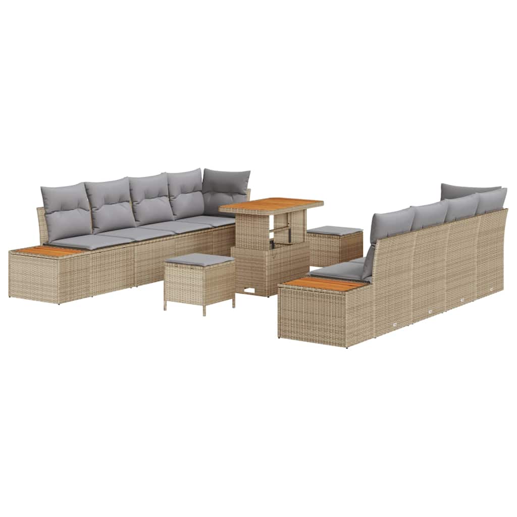 Havesofa Sæt 11 stk. 10-Antal sæder Beige Poly rattan