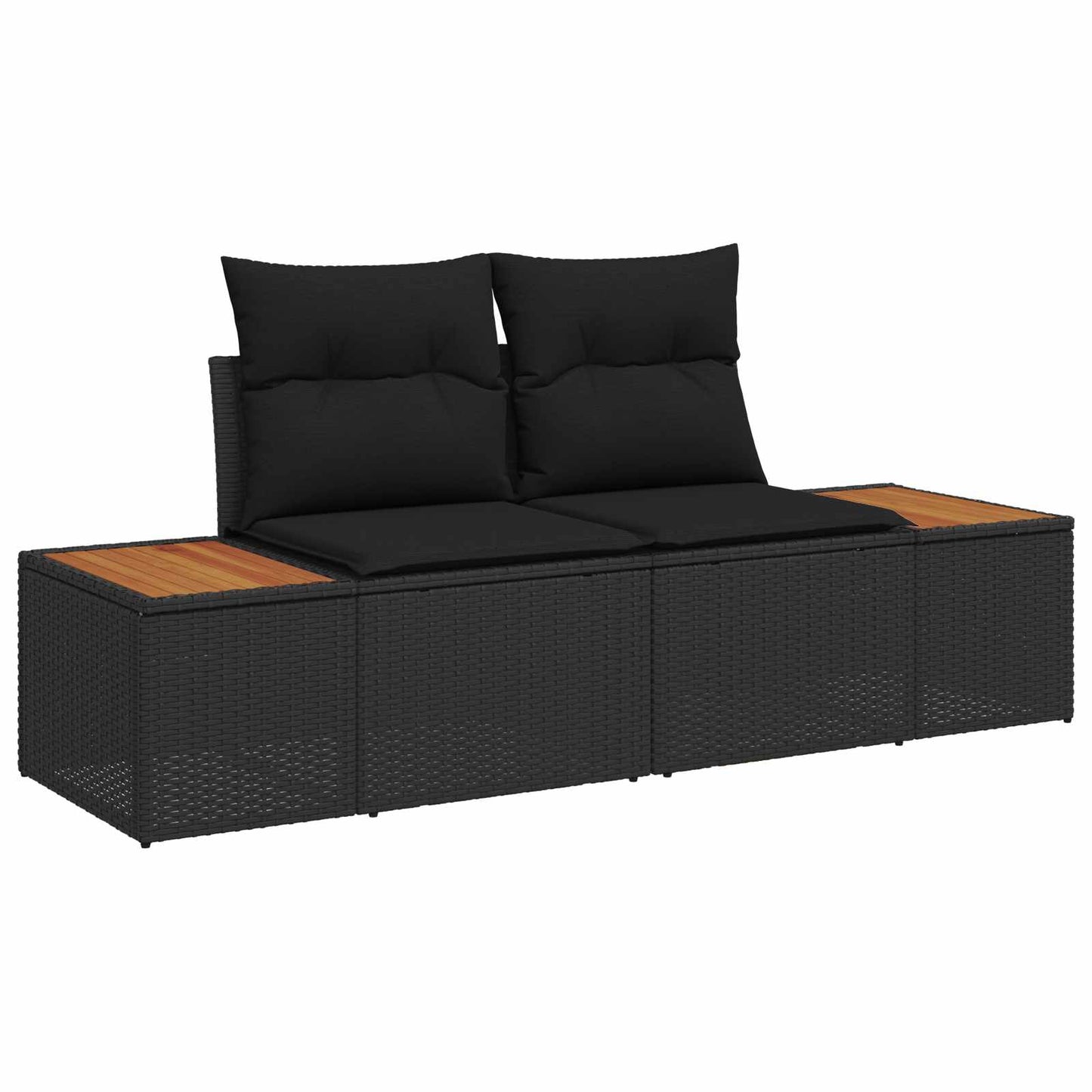 Havesofa Sæt 9 stk. 8-Antal sæder Sort Poly rattan