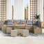 Havesofa Sæt 10 stk. 9-Antal sæder Beige Poly rattan