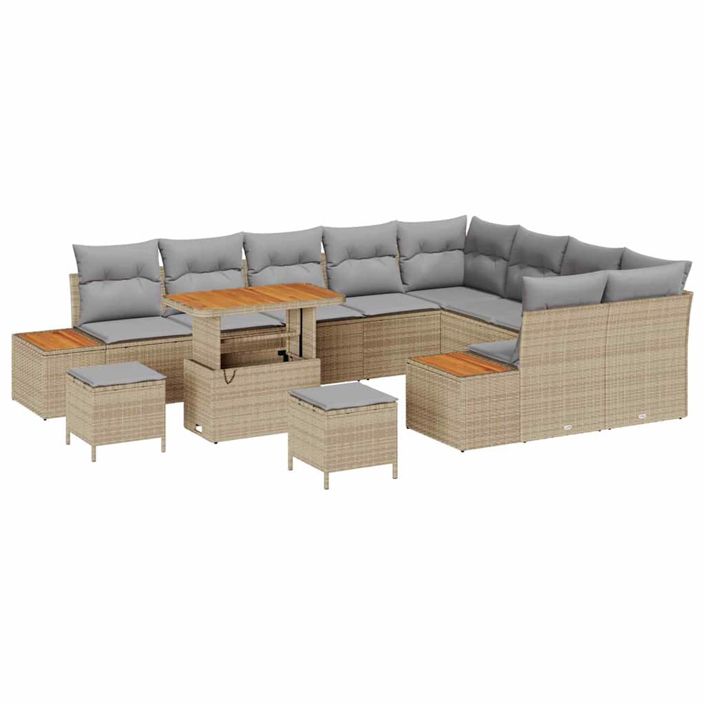 Havesofa Sæt 12 stk. 11-Antal sæder Beige Poly rattan